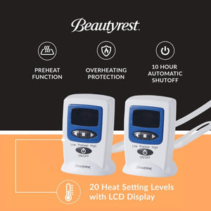 Beautyrest electric blanket controllers with preheat overheating protection and 20 heat settings with LCD display