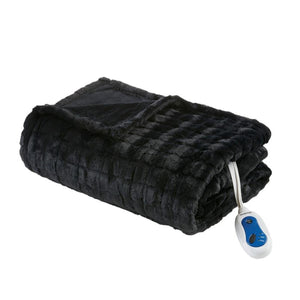 Beautyrest black textured electric heated throw blanket with controller
