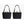 Front and back view of a black Bellroy tote bag with shoulder strap and carry handles