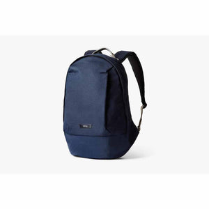 Navy blue Bellroy backpack with padded shoulder straps