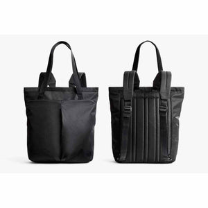 Bellroy black tote backpack front and back view