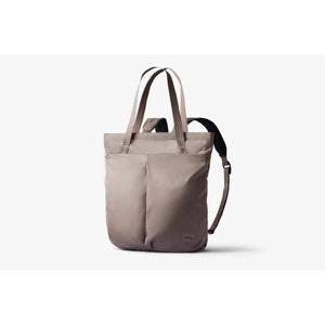 Bellroy taupe convertible tote backpack with two top handles and adjustable shoulder straps
