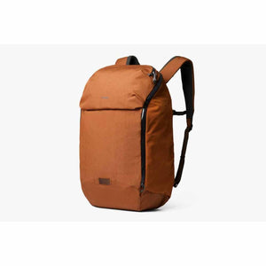 Bellroy copper colored backpack with side zipper access