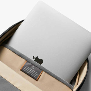 Laptop inside a padded Bellroy backpack sleeve