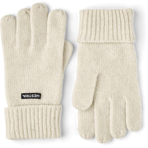 Hestra off white knit gloves with ribbed cuffs