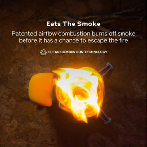 BioLite stove burning with clean combustion technology airflow