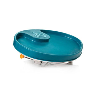BioLite teal circular camping stove lid with embossed logo
