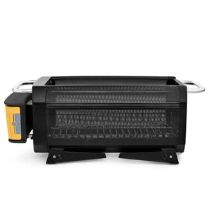 BioLite FirePit with black mesh body and yellow power pack on white background