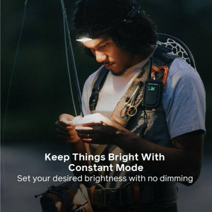 Person wearing a BioLite headlamp while fishing at night