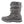 Grey insulated winter boot with lace up toggle closure and textured rubber sole