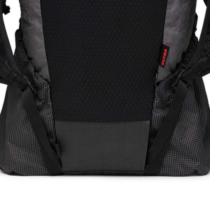 Black Diamond backpack back panel detail with Ultra fabric texture