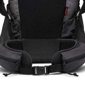 Black Diamond backpack hip belt with zippered pockets and buckle closure