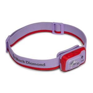 Black Diamond Cosmo-R headlamp with purple and red adjustable strap