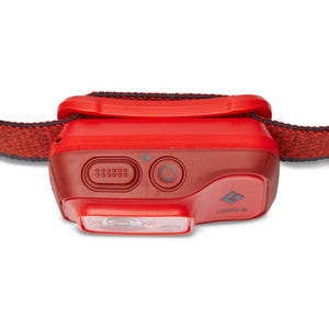 Black Diamond Cosmo R headlamp top view showing control buttons and strap