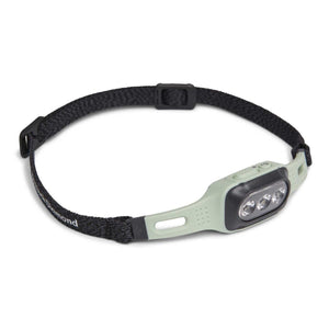 Black Diamond headlamp with light green casing and black adjustable strap