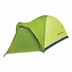 Black Diamond lime green dome tent with dark blue base