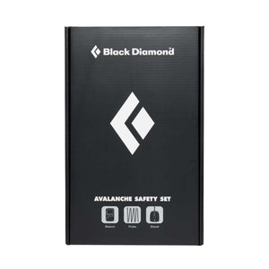 Black Diamond avalanche safety set box containing a beacon probe and shovel