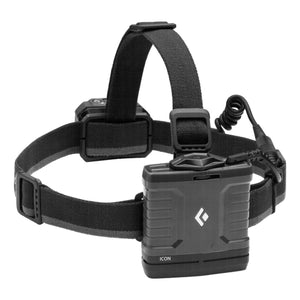 Black Diamond Icon headlamp with adjustable black elastic strap and rear battery pack
