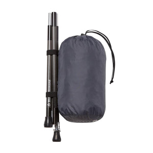 Black Diamond folded trekking poles and grey storage bag