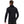 Back view of a man wearing a black Black Diamond hooded fleece jacket