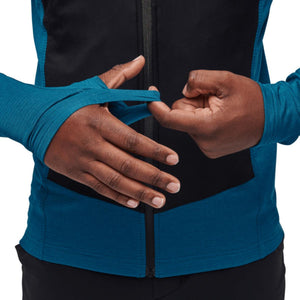 Black Diamond jacket sleeve with integrated thumb loop feature