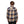 Back view of a person wearing a Black Diamond blue and yellow plaid flannel shirt