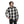 Man wearing a Black Diamond black and white buffalo plaid flannel shirt