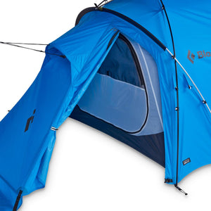 Black Diamond blue tent entrance with open door and mesh window