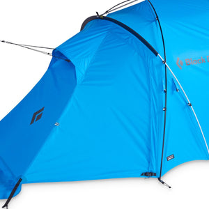 Black Diamond blue camping tent exterior detail