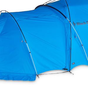 Blue Black Diamond tent exterior showing pole structure and fabric