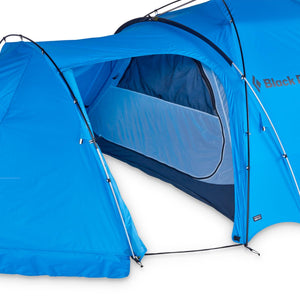 Blue Black Diamond tent with open vestibule and interior mesh door