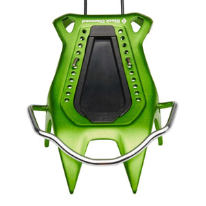 Black Diamond green metal crampon front section with silver wire bail