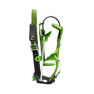 Black Diamond green and black climbing crampon with adjustable strap