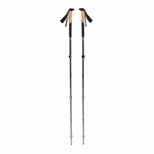 Black Diamond trekking poles with cork grips and adjustable shafts