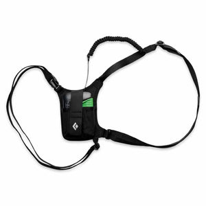 Black Diamond black chest harness with gear pouch and coiled tether