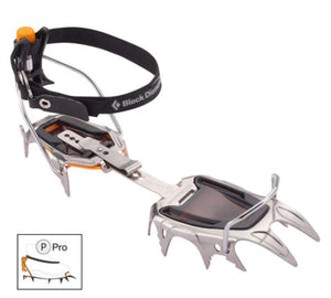 Black Diamond Pro crampon with metal spikes and heel strap