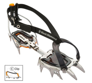 Black Diamond crampon with clip attachment system