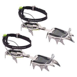Black Diamond crampons with metal spikes and adjustable black straps