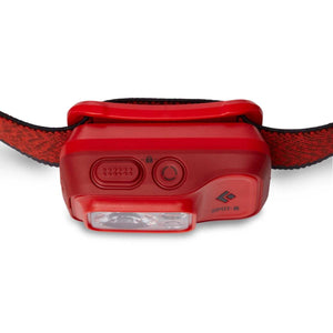 Black Diamond Spot-R headlamp in red with adjustable strap and top control buttons