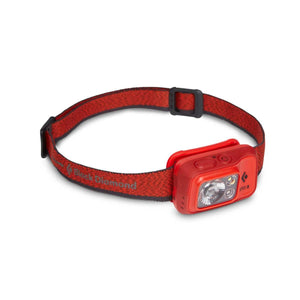Black Diamond Spot-R headlamp with red adjustable strap and red housing