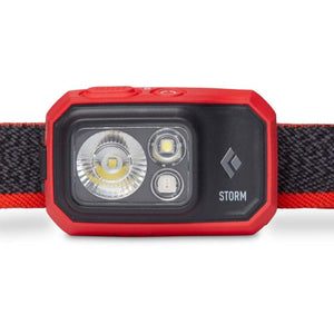 Black Diamond Storm headlamp in red with adjustable strap