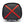 Top view of Black Diamond climbing bag with black grid fabric and red cross straps