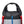 Black grid pattern roll top bag closure with plastic buckle and red and blue webbing straps