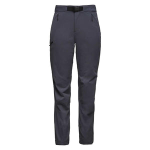 Black Diamond charcoal grey hiking pants with integrated waist belt and zippered pockets