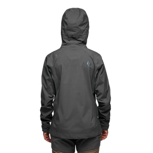 Back view of a Black Diamond charcoal hooded jacket
