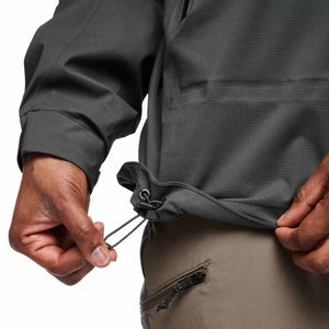 Close up of Black Diamond jacket hem with adjustable drawcord