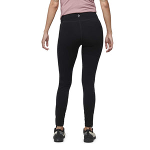 Back view of Black Diamond black leggings on a person
