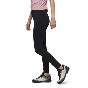 Black Diamond black leggings worn by a person with hiking shoes
