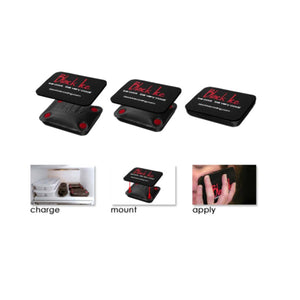 Black Ice cooling pack showing charge mount and apply steps