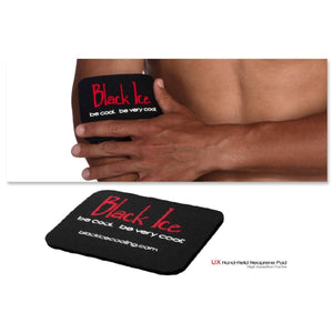 Black Ice UX hand held neoprene cooling pad held against a person's arm